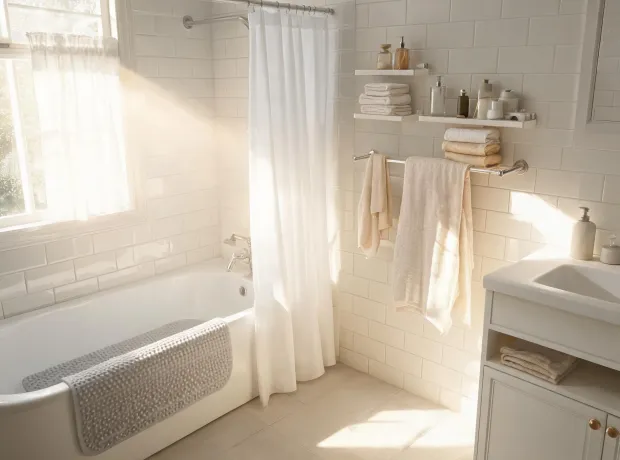 Family bathroom bath mat use case