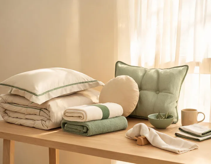 Slip product categories arranged in a warm home setting
